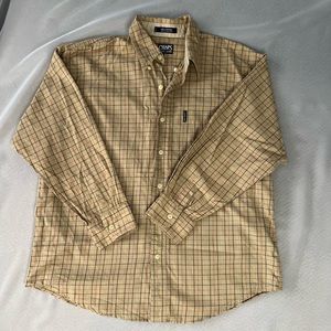 VINTAGE CHAPS Ralph Lauren Men’s Mustard Plaid Button Down 100% Cotton Size L